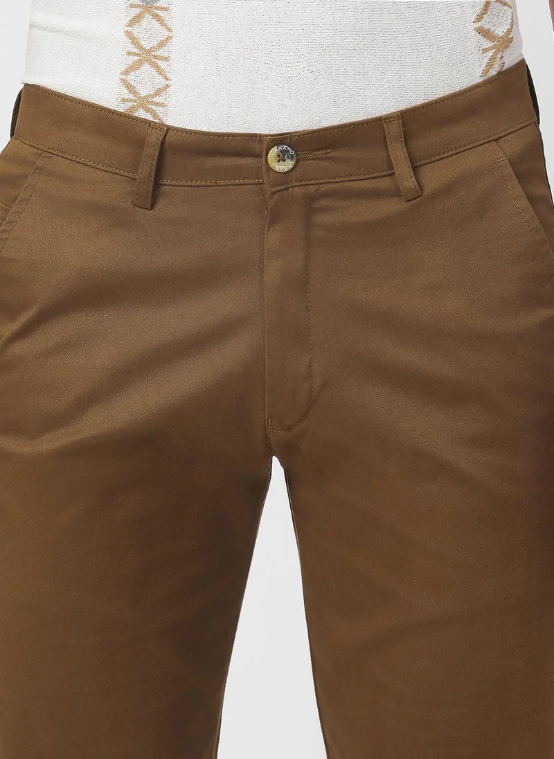 Urbano Fashion  Urbano Fashion Men's Brown Cotton Slim Fit Casual Chinos Trousers Stretch for Men | Best Price UAE